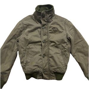 Abercrombie & Fitch Harrison Jacket Women’s Small Green Bomber Y2K Faux Fur Vtg